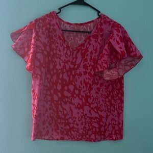 SHEIN Red and Pink Patterned Blouse